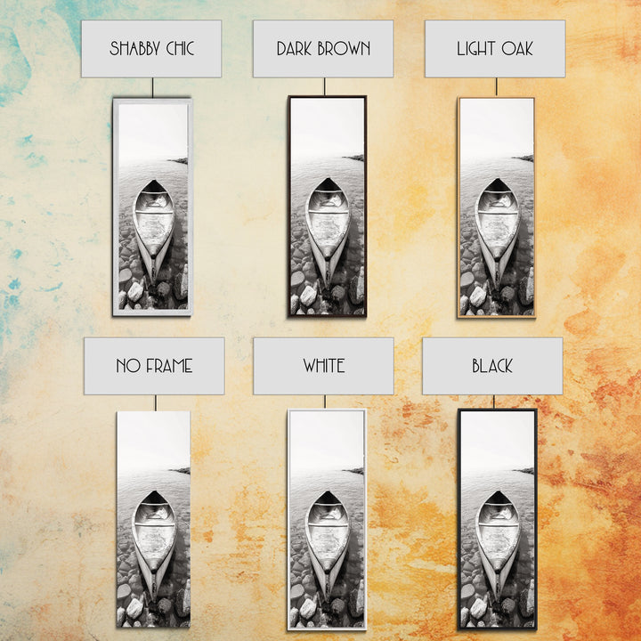 Rowboat Stillness, Peaceful Waters, Lake Canoe, Canvas Print, Entryway Wall Art, Minimalist Home Decor, Black and White Photography