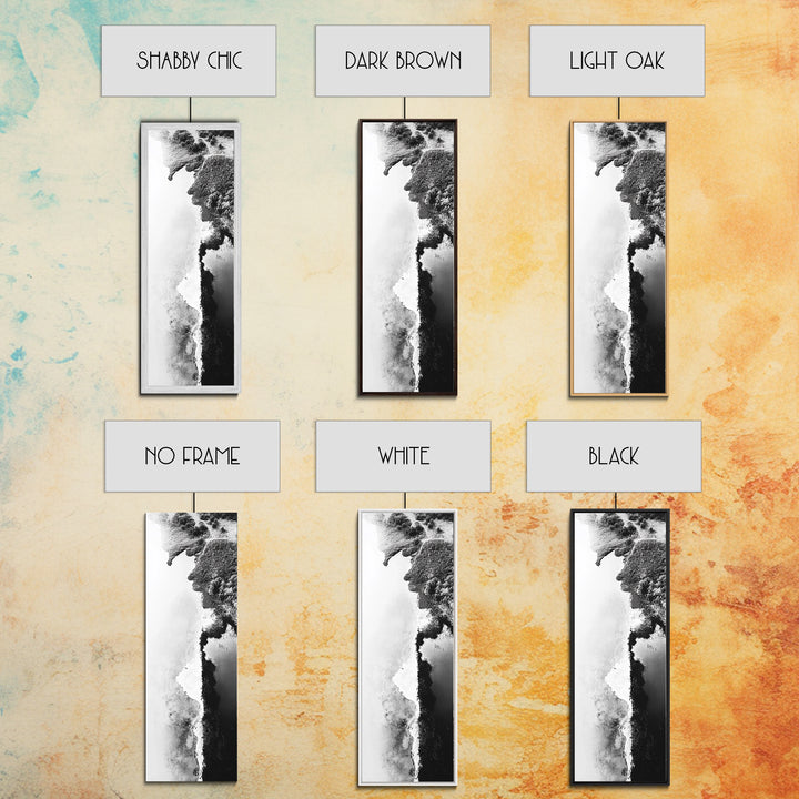 Aerial Coastline, Abstract Shore, Natural Edge, Canvas Print, Modern Living Room Wall Art, Black and White Photography, Coastal Decor