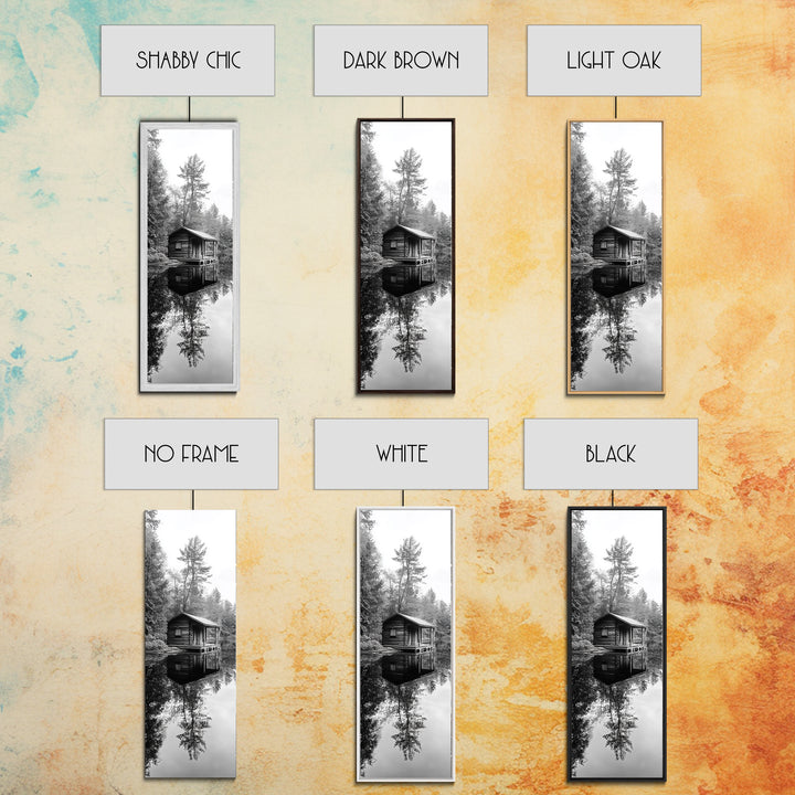 Cabin Reflection, Still Water, Forest Escape, Nature Retreat Art, Framed Canvas Print, Lakehouse Decor, Fall Cabin Scene, Cozy Rustic Wall Art