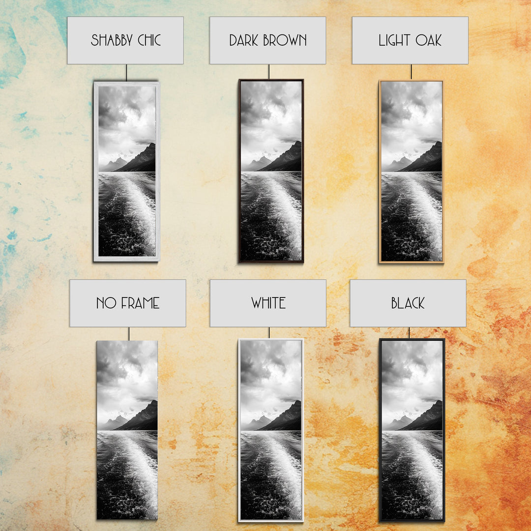 Boat Wake Lines, Alpine Coast, Moody Waters, Canvas Print, Minimalist Lake Art, Office Wall Decor, Modern Nautical Landscape Style