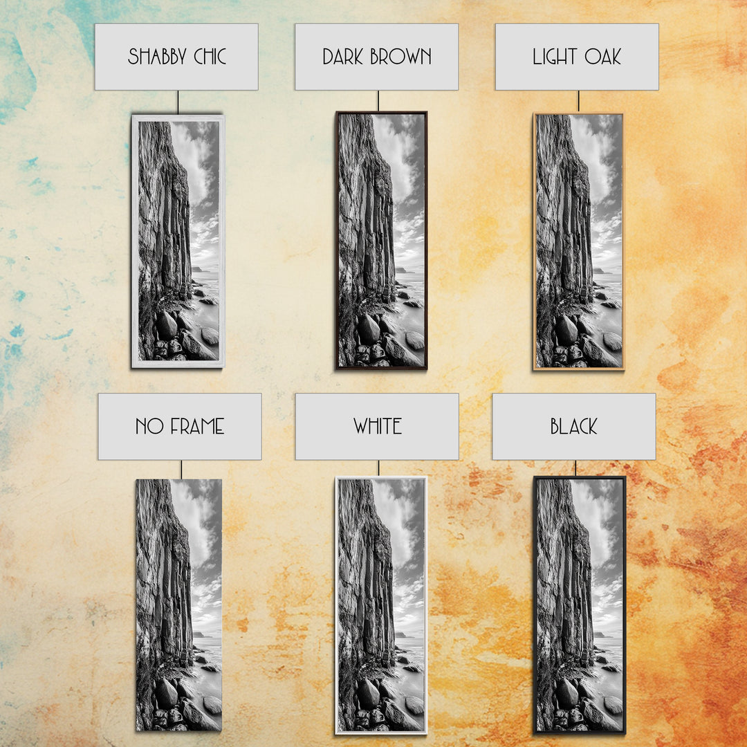 Cliffside Texture, Ocean Rocks, Vertical Landscape, Canvas Print, Modern Coastal Wall Art, Minimalist Nature Decor, Hallway Art