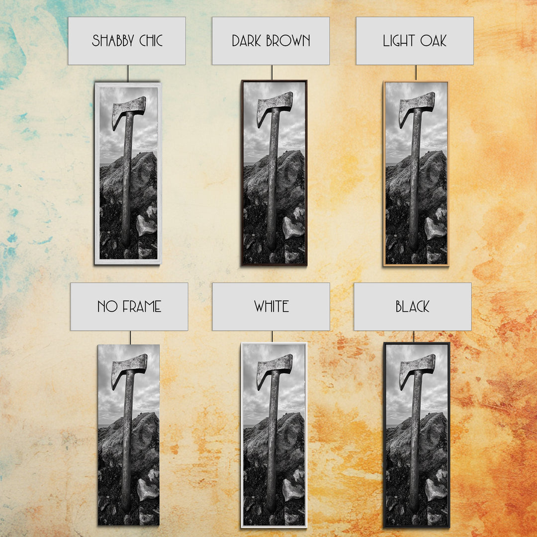 Rustic Axe Decor, Woodsy Cabin Vibes, Nature Photography, Masculine Art, Framed Canvas Print, Man Cave Decor, Garage Wall Art