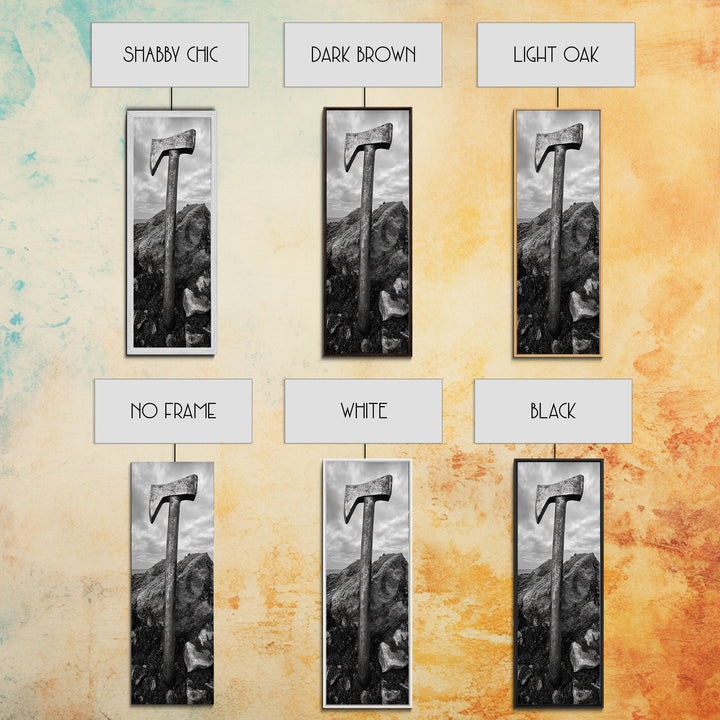 Rustic Axe Decor, Woodsy Cabin Vibes, Nature Photography, Masculine Art, Framed Canvas Print, Man Cave Decor, Garage Wall Art