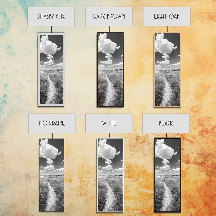 Countryside Trail View, Open Prairie Path, Farmhouse Nature, Framed Canvas Print, Entryway or Rustic Living Room Art, Beach House Decor