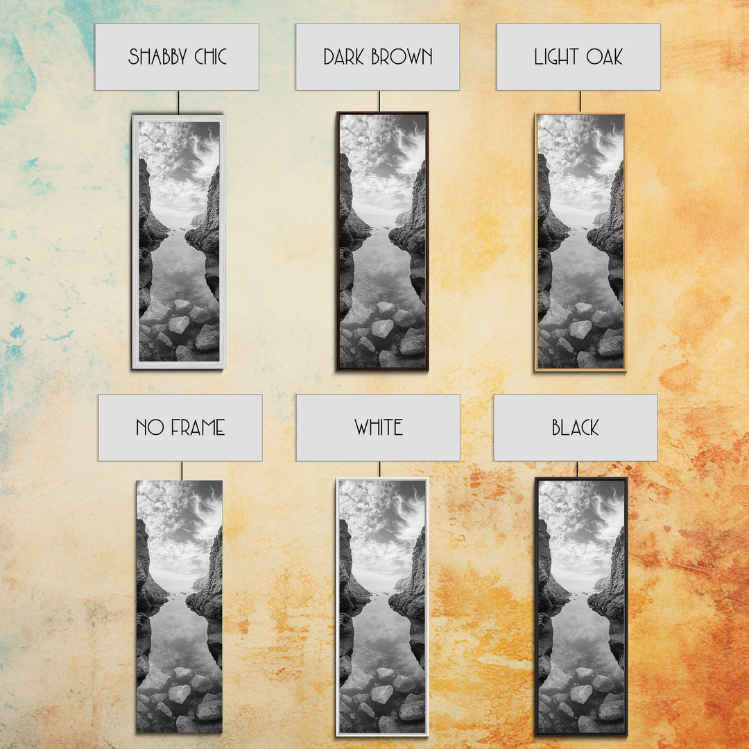 Rocky Ocean Cove, Peaceful Coastal Passage, Zen Nature Art, Framed Canvas Print, Bathroom Print, Coastal Entryway Wall Art, Beach House Decor