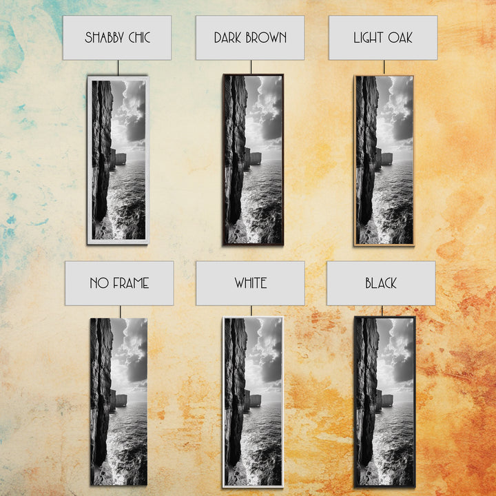 Cliff Edge, Ocean Depth, Moody Seascape, Framed Canvas Print, Coastal Wall Art, Black and White Photography, Office or Study Decor