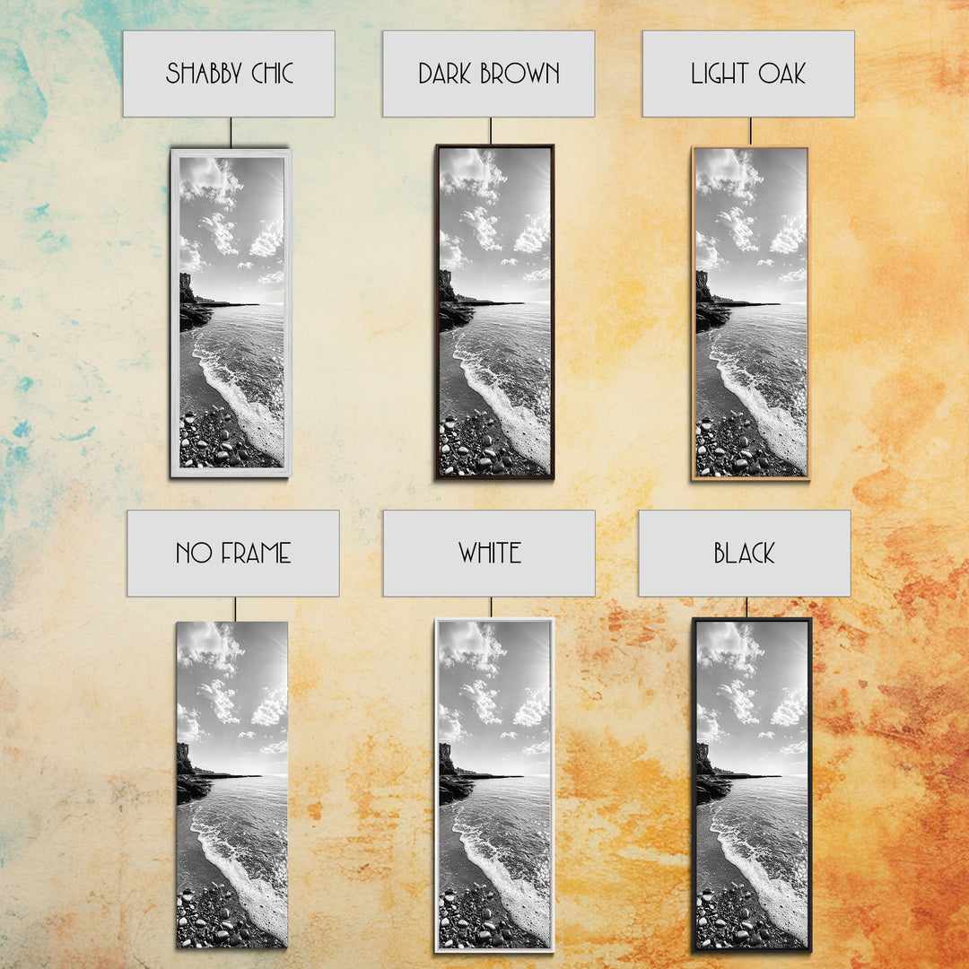 Coastal Shoreline, Pebble Beach, Ocean Breeze, Canvas Print, Bathroom Wall Art, Minimalist Decor, Black White Photography, Seaside Vibe