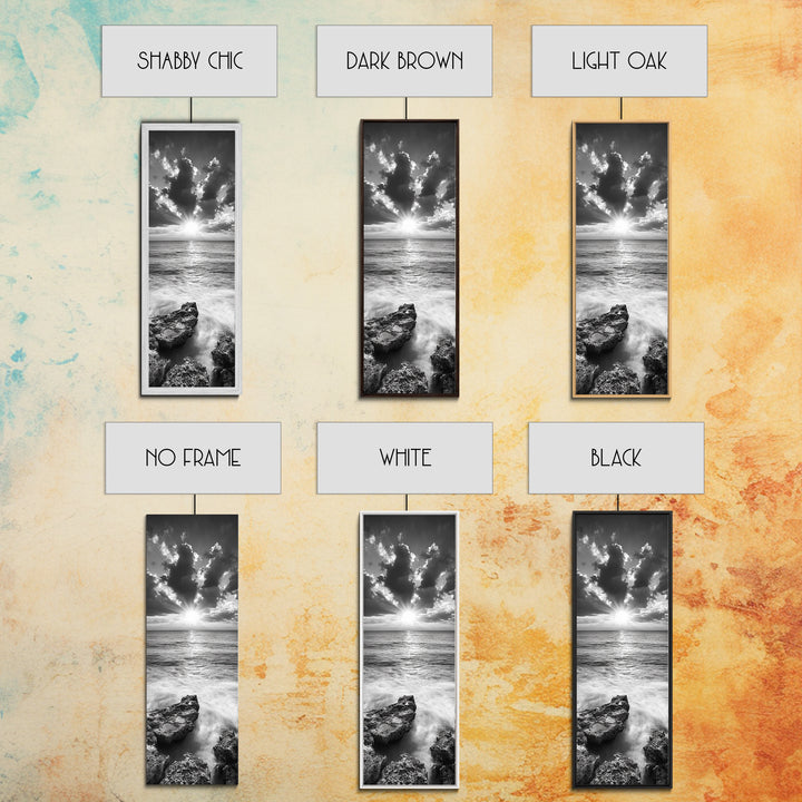 Rocky Sea, Glowing Horizon, Soft Waves, Twilight Sky, Canvas Print, Coastal Art, Living Room Wall Art, Seaside Modern Decor