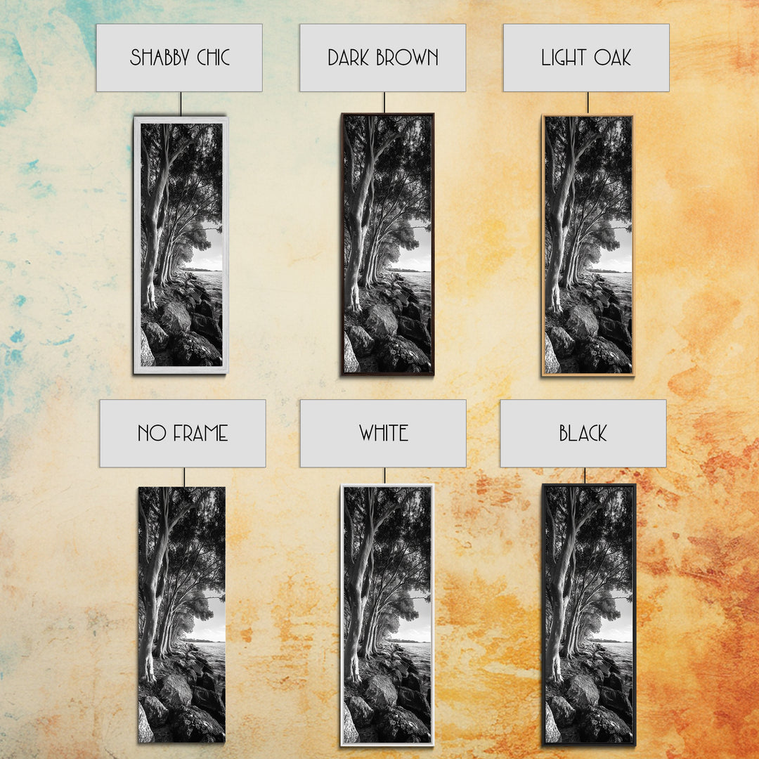 Riverside Trees, Rocky Shore, Natural Light, Canvas Print, Tranquil Forest Photography, Boho Nature Decor, Living Room Wall Art