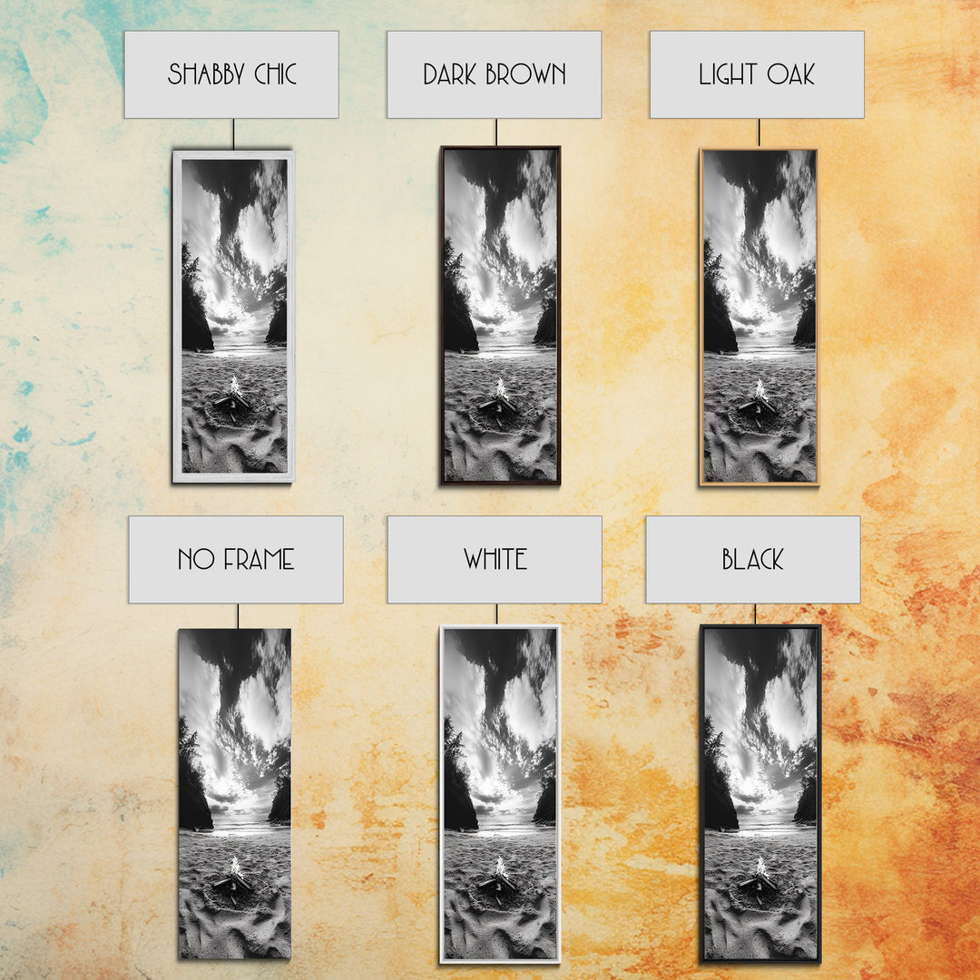 Beach Campfire, Ocean Sunset, Autumn Vibes, Nature Scene, Framed Canvas Print, Boho Decor, Coastal Wall Art, Bedroom Art, Living Room Print