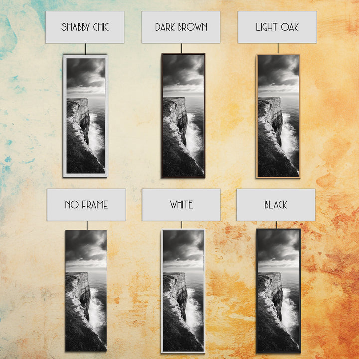 Coastal Cliff, Ocean Horizon, Nature Photography, Dramatic Skies, Framed Canvas Print, Modern Beach Wall Art, Minimalist Landscape Decor