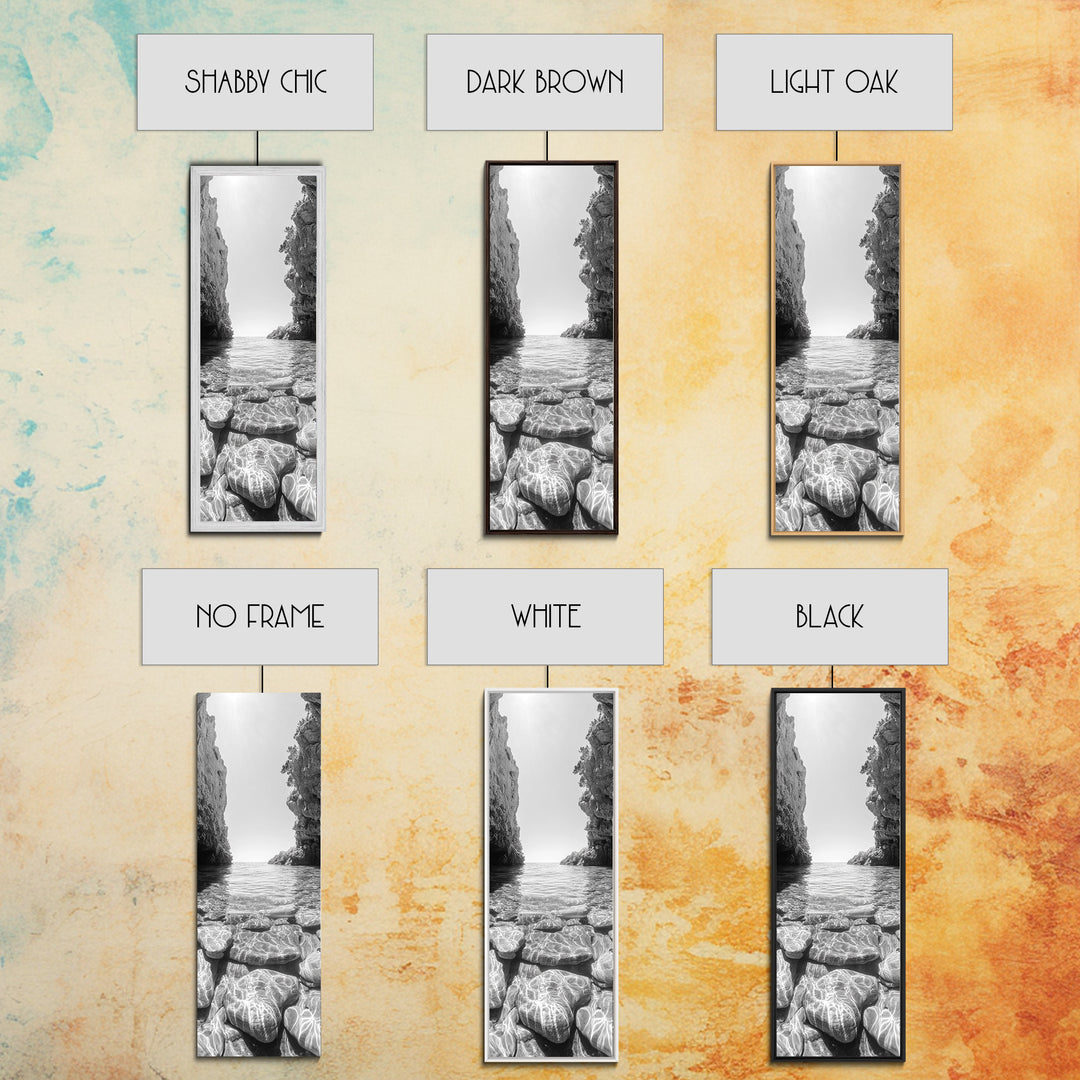 Crystal Cove, Reflections Water, Seaside Stones, Canvas Print, Tranquil Coastal Wall Art, Beach Bathroom Decor, Minimalist Style