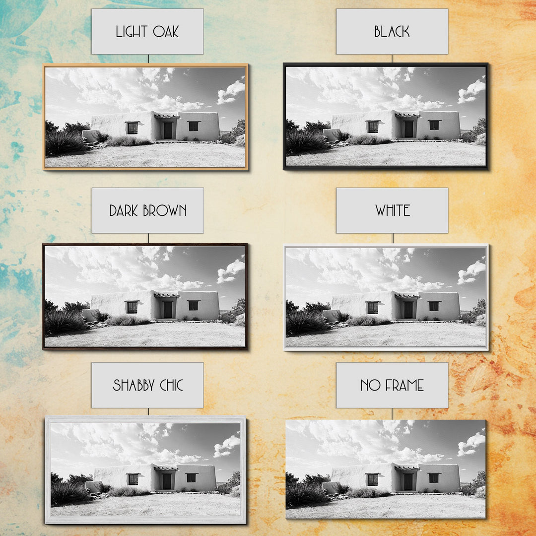 Desert Adobe House, Rustic Minimalist, Earth Tone Home Decor, Framed Canvas Print, Southwestern Art, Entryway or Living Room Art