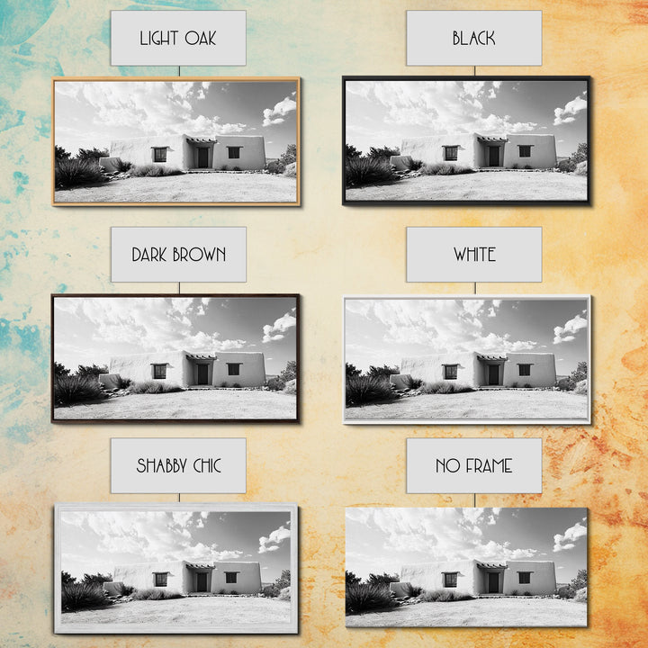 Desert Adobe House, Rustic Minimalist, Earth Tone Home Decor, Framed Canvas Print, Southwestern Art, Entryway or Living Room Art