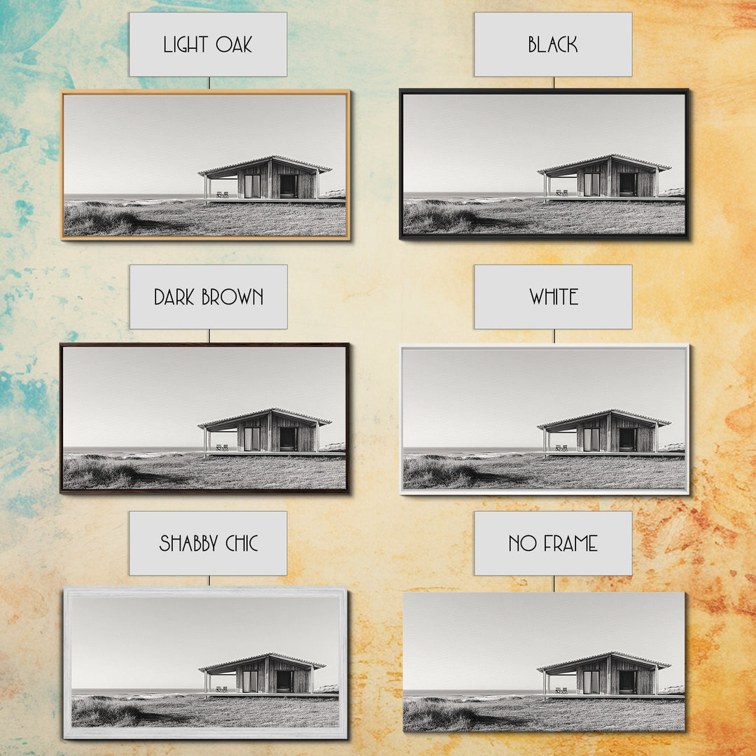 Beach Cabin, Coastal Escape, Minimalist Home, Seaside Solitude Scene, Canvas Print, Boho Beach Wall Art, Guest Room Decor