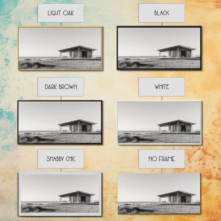Beach Cabin, Coastal Escape, Minimalist Home, Seaside Solitude Scene, Canvas Print, Boho Beach Wall Art, Guest Room Decor