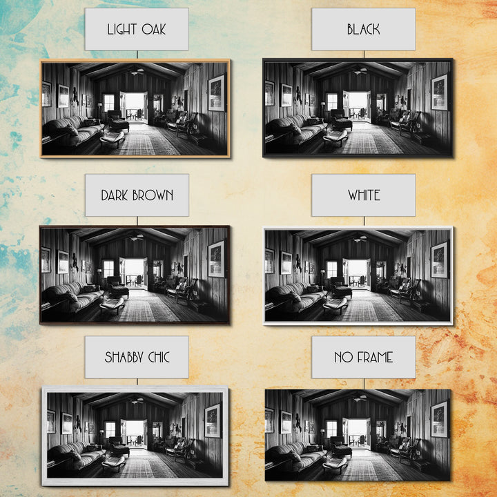 Cozy Cabin Interior, Rustic Living Space, Wood Wall Charm, Canvas Print, Country Living Room Art, Americana Wall Photography