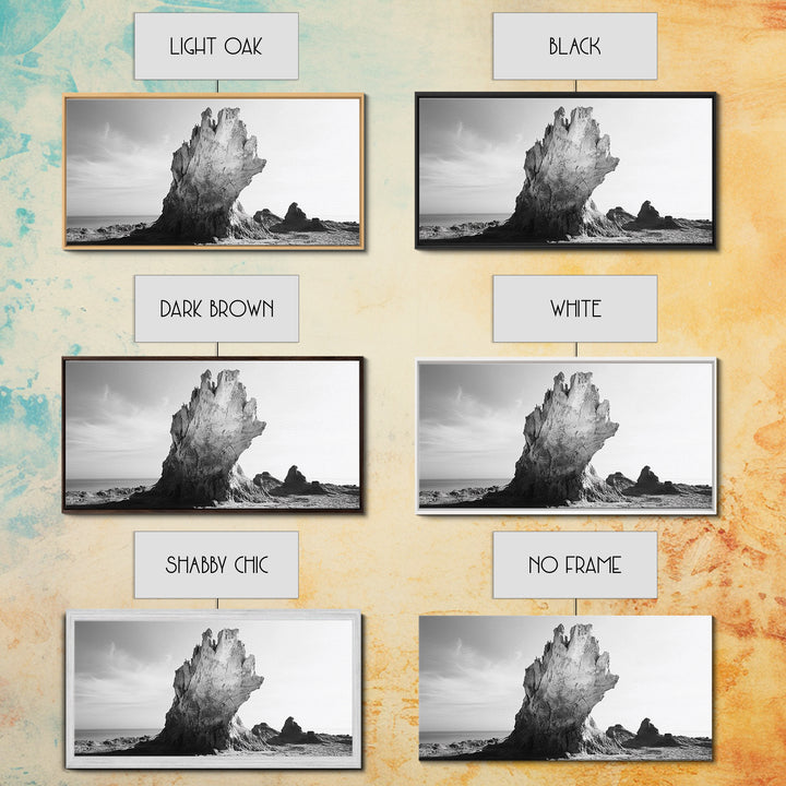 Desert Rock Tower, Surreal Landscape, Modern Nature Art, Canvas Print, Black and White Office Decor, Minimalist Style Piece, Bedroom Wall Art