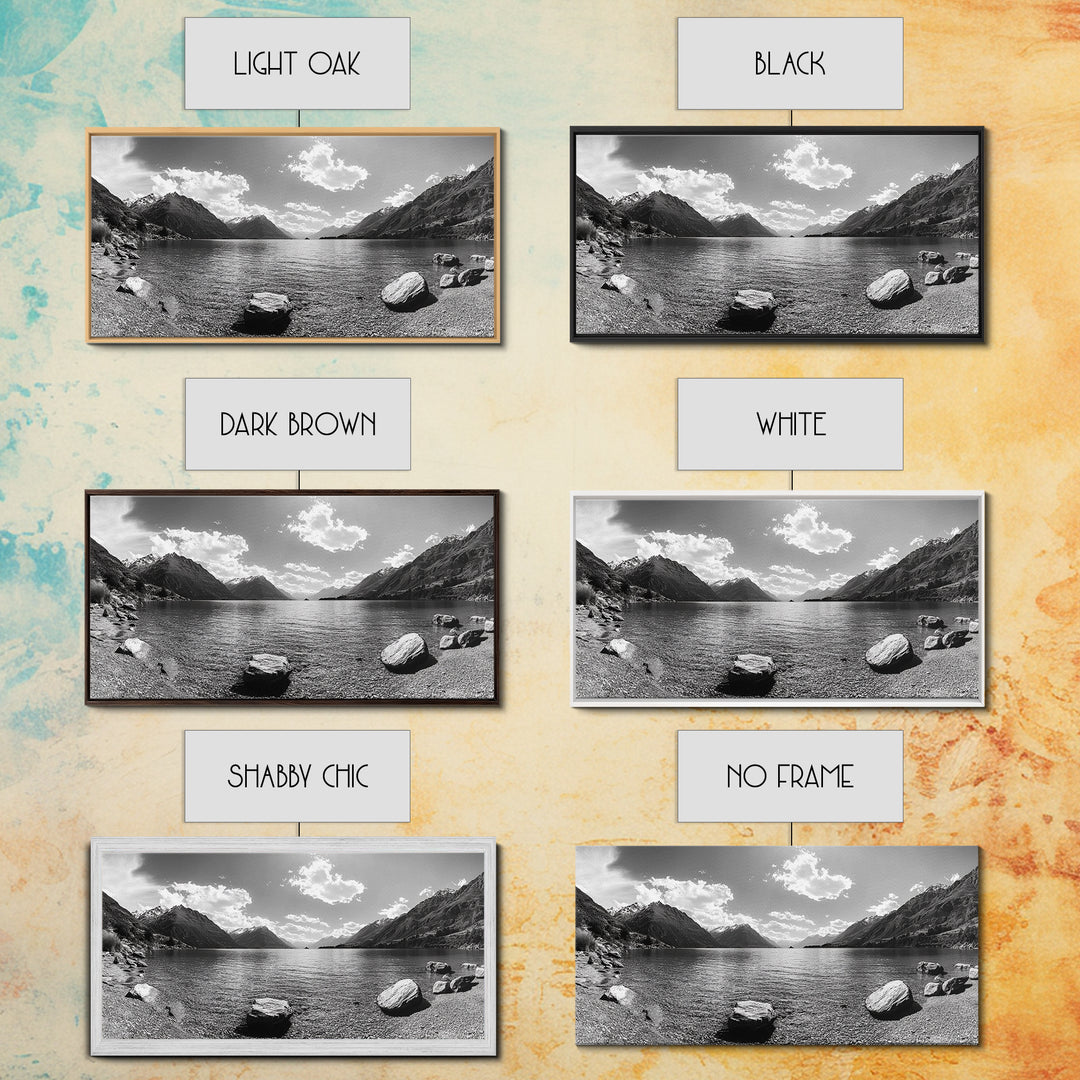 Alpine Lake Print, Mountain Reflection Art, Nature Photography, Black and White Canvas Print, Minimalist Living Room, Cabin Wall Decor