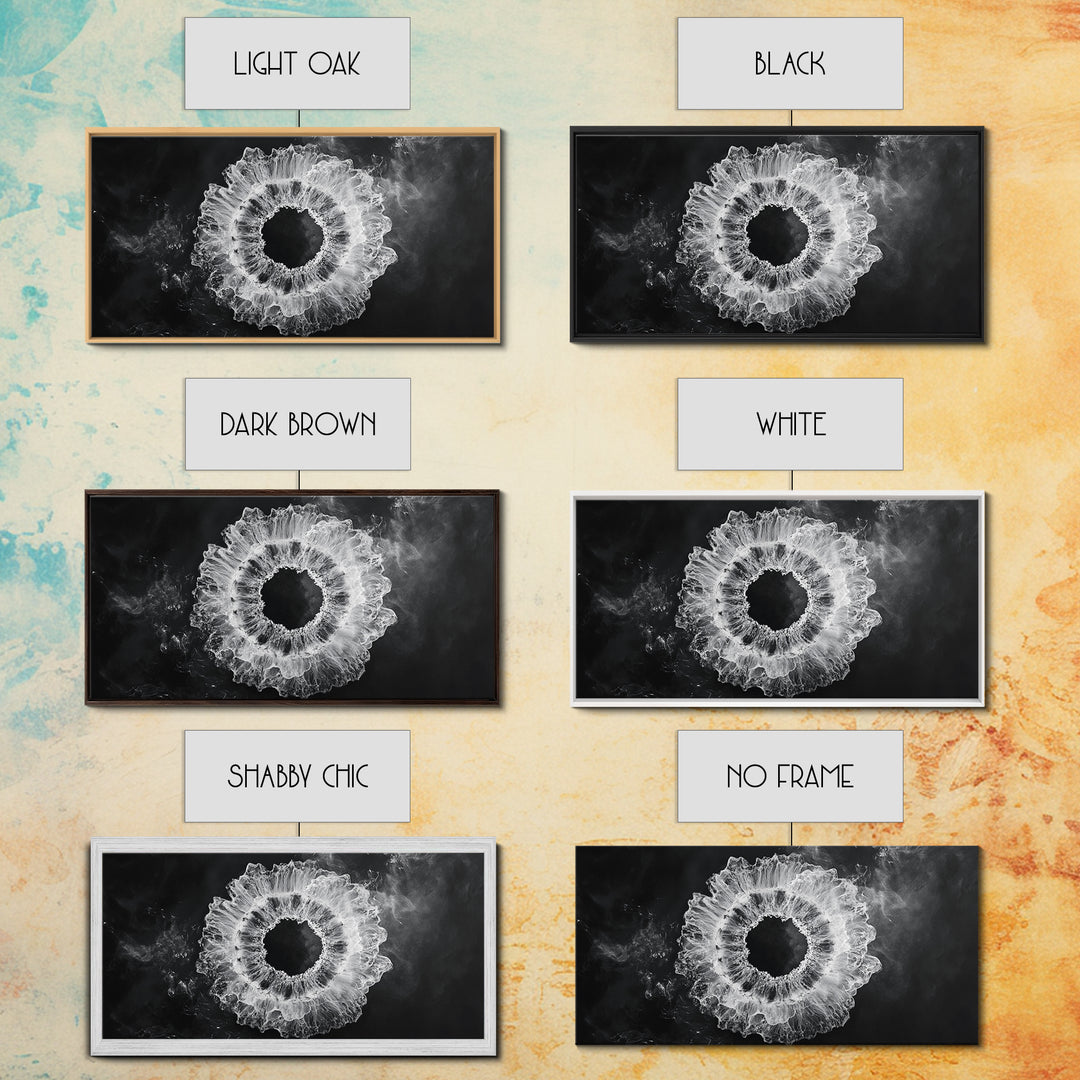 Abstract Smoke Art, Modern Monochrome, Ink Explosion, Minimalist Wall Decor, Framed Canvas Print, Living Room Wall Art, Moody Aesthetic