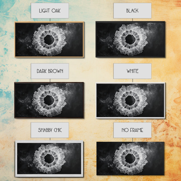 Abstract Smoke Art, Modern Monochrome, Ink Explosion, Minimalist Wall Decor, Framed Canvas Print, Living Room Wall Art, Moody Aesthetic