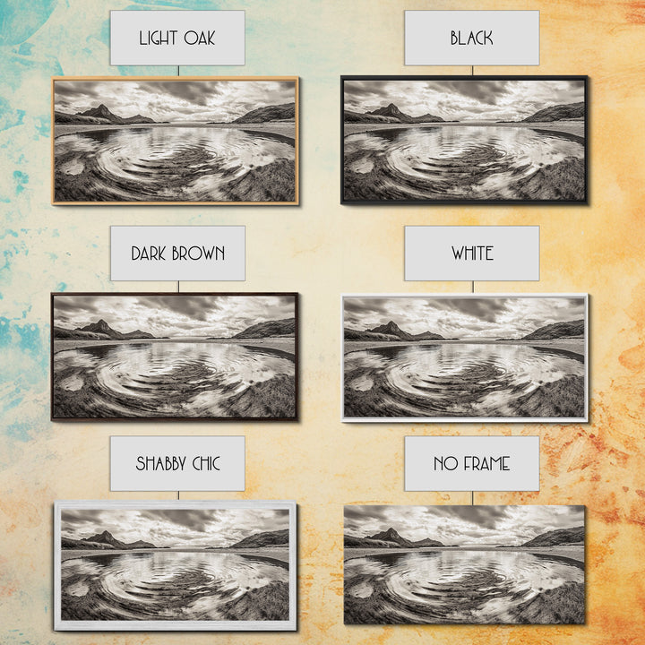 Rippled Water, Mountain View, Serene Beach, Nature Landscape, Canvas Print, minimalist art, spa decor, Scandinavian wall accent