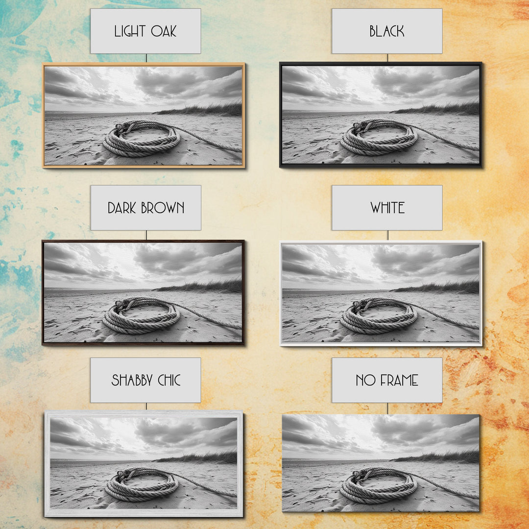 Beach Rope Still, Sand Dune Landscape, Seaside Art, Coastal Minimalist, Canvas Print, Neutral Wall Art, Living Room Coastal Decor, Nautical Style