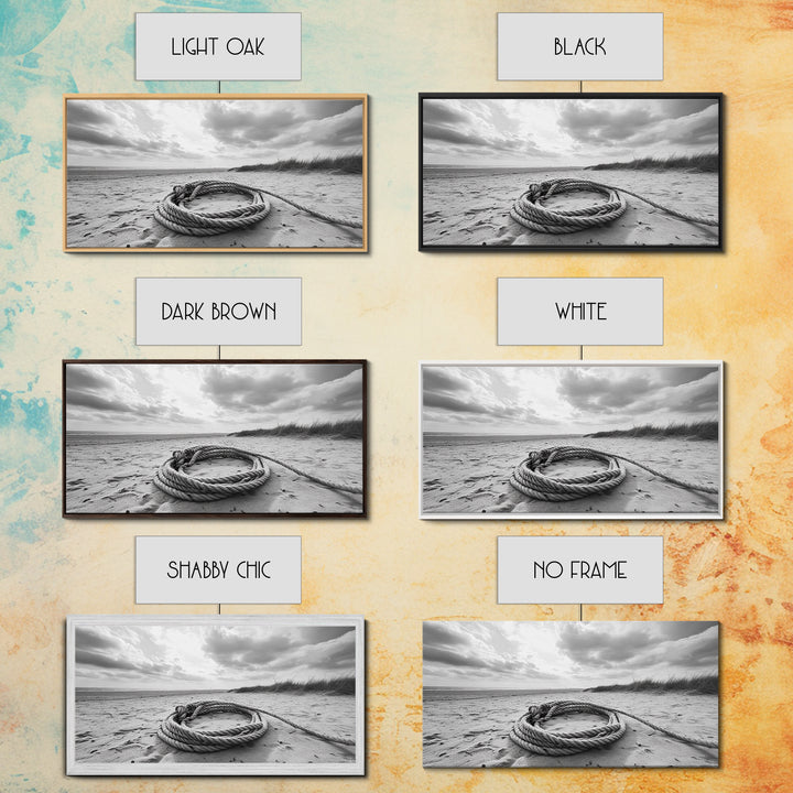 Beach Rope Still, Sand Dune Landscape, Seaside Art, Coastal Minimalist, Canvas Print, Neutral Wall Art, Living Room Coastal Decor, Nautical Style