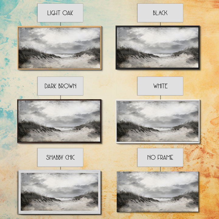 Coastal Dunes Path, Windy Beach Scene, Ocean Wall Art, Nature Landscape, Framed Canvas Print, Rustic Decor, Entryway Wall Art