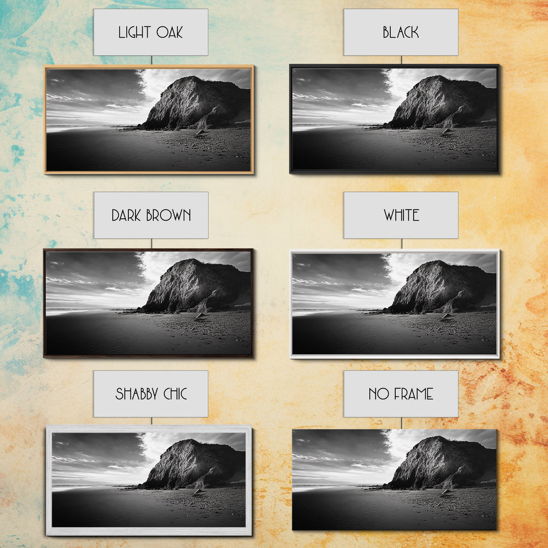 Coastal Rock Cliff, Dramatic Shore Scene, Sunset Beach Landscape, Nature Power Mood, Canvas Print, Office Wall Art, Modern Rustic Decor