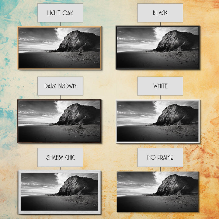 Coastal Rock Cliff, Dramatic Shore Scene, Sunset Beach Landscape, Nature Power Mood, Canvas Print, Office Wall Art, Modern Rustic Decor