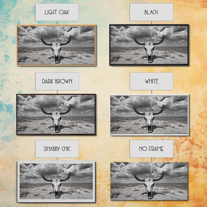 Cow Skull, Desert Bones, Wild West Skull, Country Vibe Decor, Canvas Print, Western Wall Art, Rustic Bedroom or Hallway Accent