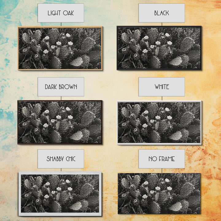 Cactus Blooms, Desert Flowers, Prickly Pear, Nature Closeup, Framed Canvas Print, Southwestern Art, Kitchen Wall Art, Boho Style