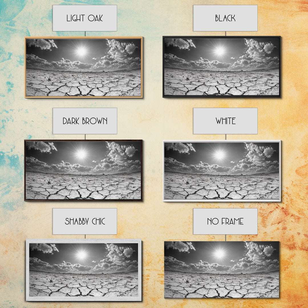 Cracked Earth Sun, Desert Landscape, Dramatic Sky, Canvas Print, Southwestern Decor, Fall Wall Art, Earth Tones Rustic Home Accent