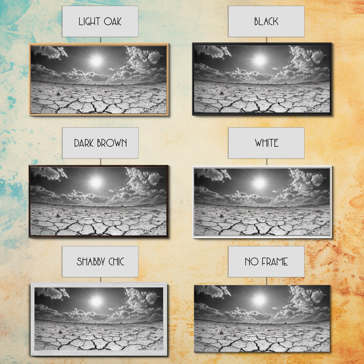 Cracked Earth Sun, Desert Landscape, Dramatic Sky, Canvas Print, Southwestern Decor, Fall Wall Art, Earth Tones Rustic Home Accent