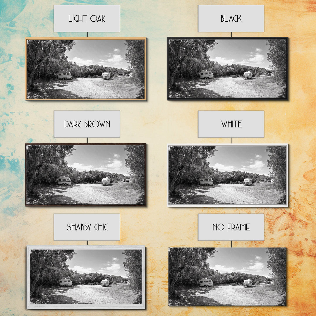 Camper Vans, Nature Escape, Forest Glamping, Sunny Grove, Canvas Print, Rustic Wall Art, Adventure Lover Gift, Living Room Decor