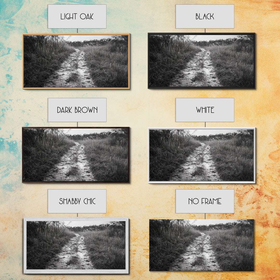 Dirt Path Trail, Minimal Nature Photography, Countryside Landscape, Rustic Fall Vibe Wall Art, Neutral Home Decor, Framed Canvas Print