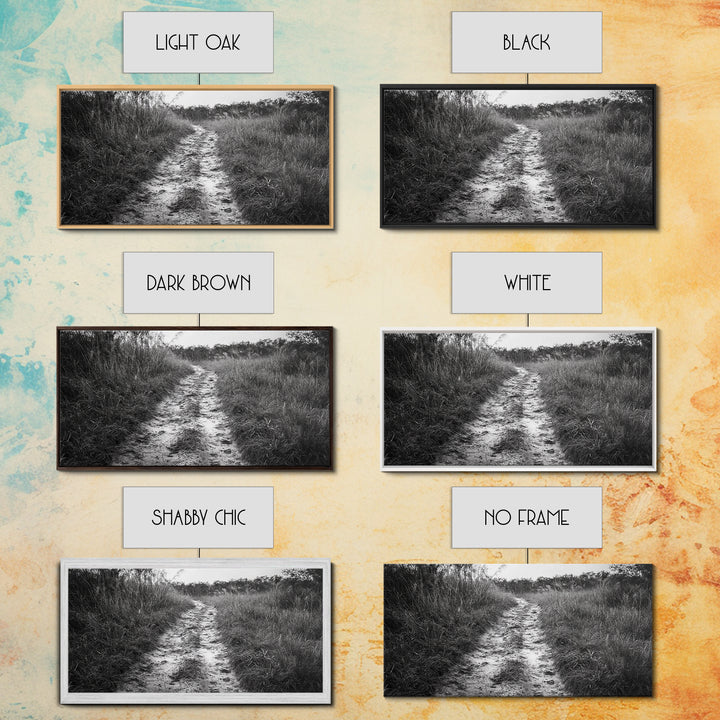 Dirt Path Trail, Minimal Nature Photography, Countryside Landscape, Rustic Fall Vibe Wall Art, Neutral Home Decor, Framed Canvas Print