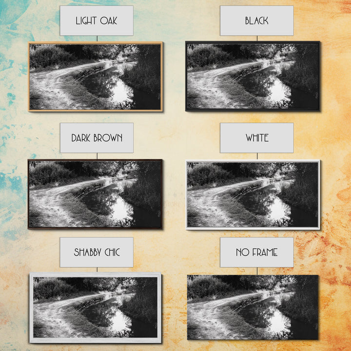 River Bend Trail, Peaceful Water Path, Tranquil Forest Landscape, Nature-Inspired Rustic Decor, Autumn Wall Art, Canvas Print