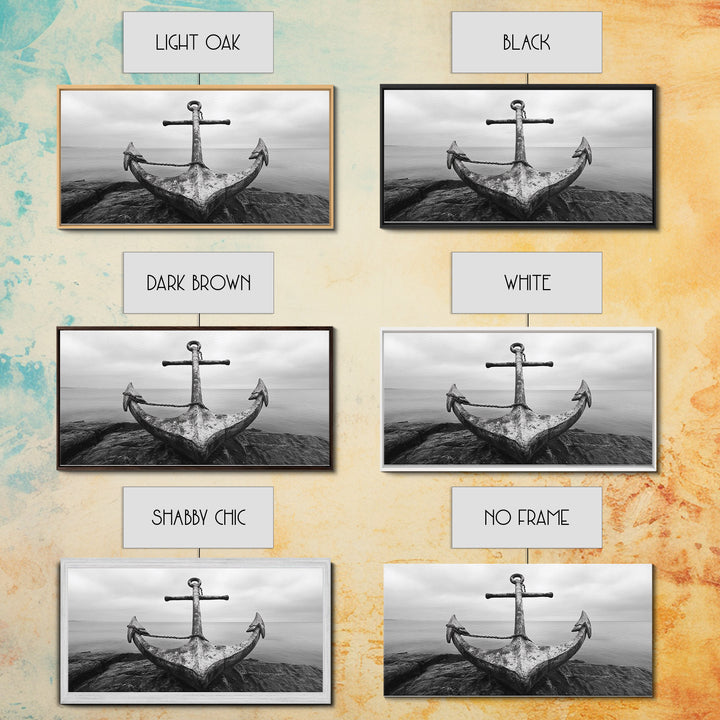 Nautical Anchor Art, Coastal Photography, Rustic Beach Decor, Framed Canvas Print, Bathroom or Lake House Wall Art, Minimal Style