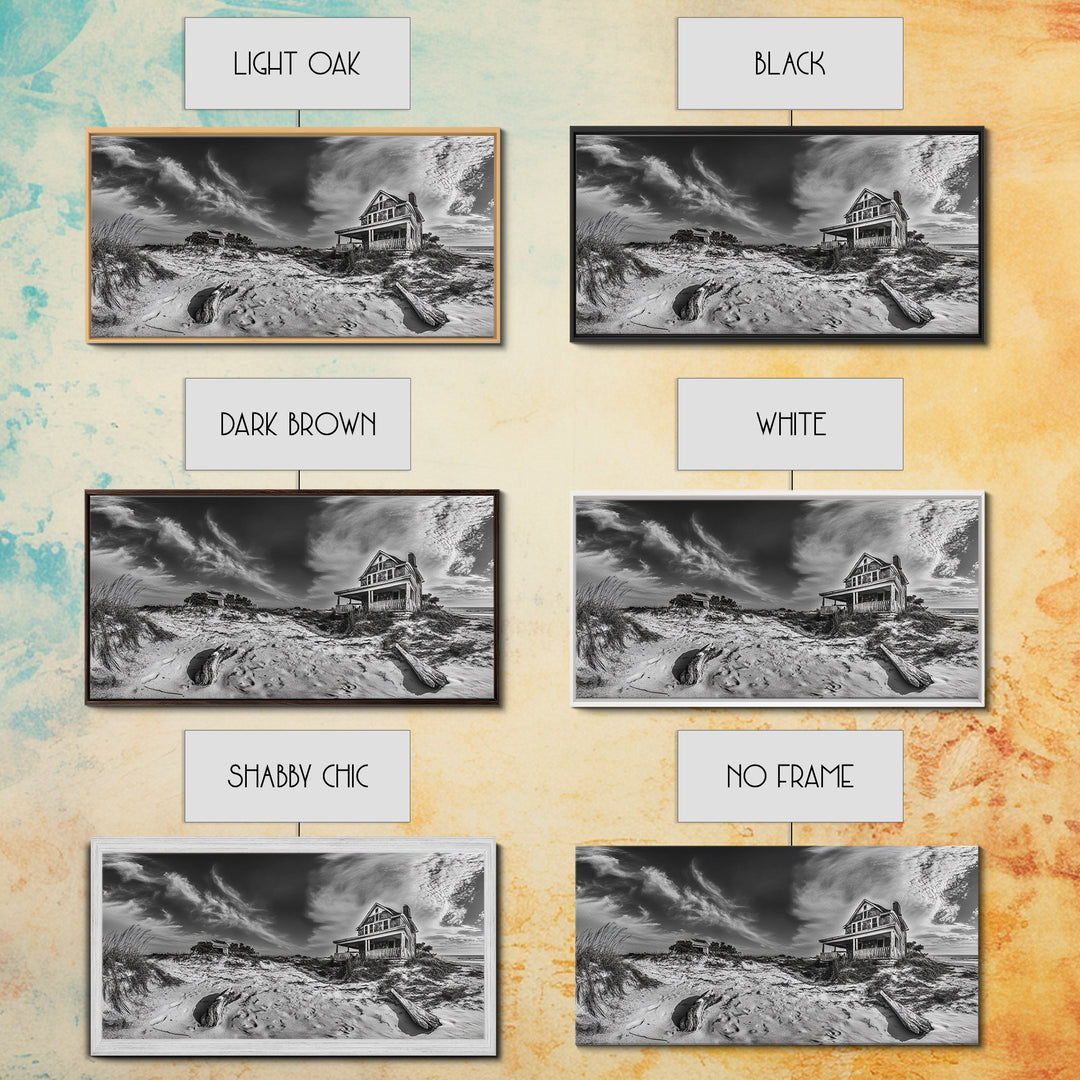 Abandoned House, Beach Shack, Coastal Ruins, Windy Sky, Canvas Print, Rustic Wall Art, Fall Home Decor, Dramatic Seaside Scene