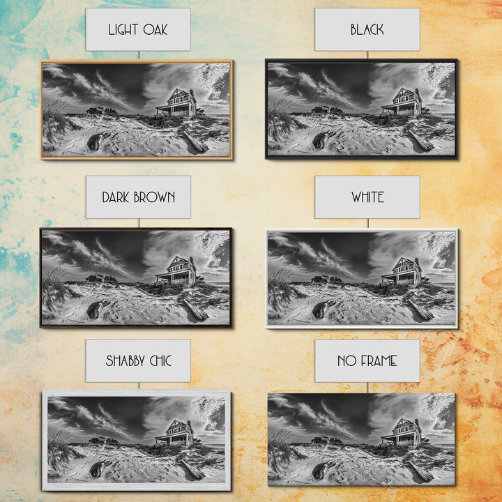 Abandoned House, Beach Shack, Coastal Ruins, Windy Sky, Canvas Print, Rustic Wall Art, Fall Home Decor, Dramatic Seaside Scene