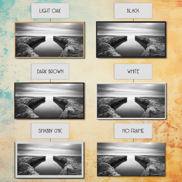 Rocky Inlet, Ocean View, Symmetry Nature, Coastal Zen, Canvas Print, Minimalist Bathroom Art, Tranquil Bedroom Wall Decor, Entryway Accent