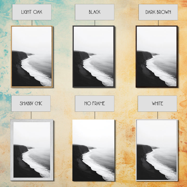 Cliff Coast, Mist Horizon, Monochrome Sea, Rugged Beauty, Canvas Print, Living Room Wall Art, Coastal Modern Style, Minimalist Ocean Scene
