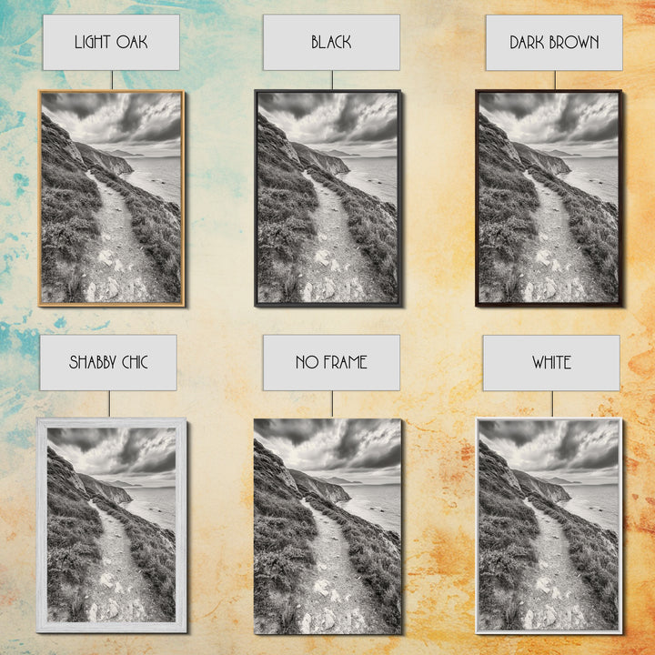 Cliffside Path, Coastal Trail, Ocean Escape, Canvas Print, Moody Landscape Wall Art, Living Room Decor, Adventure Travel Aesthetic