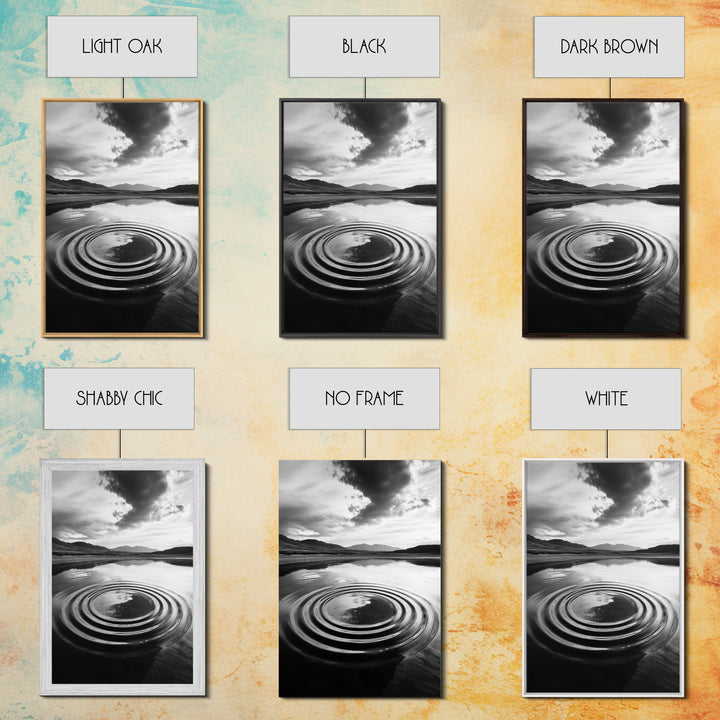 Ripple Effect, Calm Water, Meditative Landscape, Serene Mountains, Framed Canvas Print, Minimalist Wall Art, Bedroom or Spa Vibes