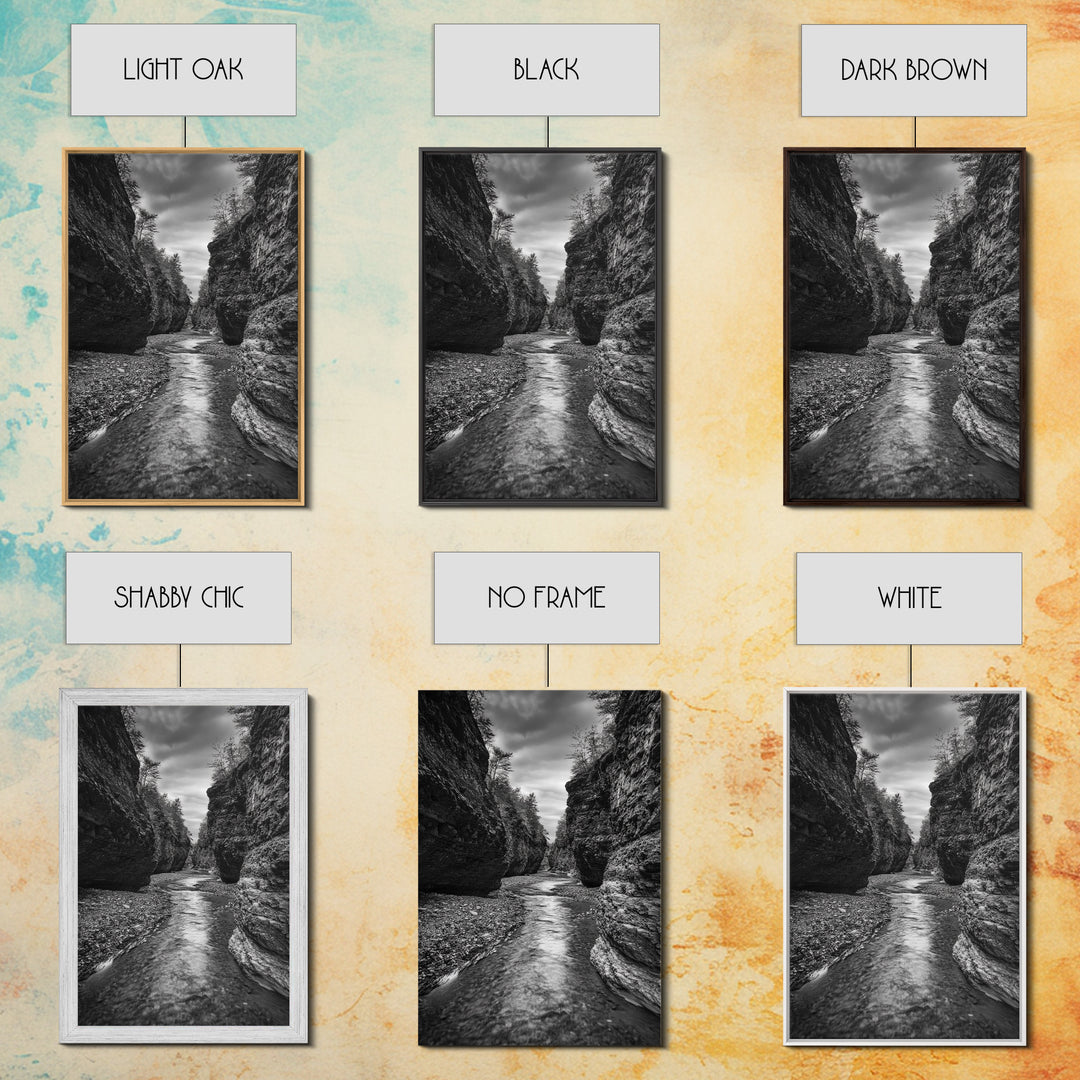 Canyon River, Rugged Path, Rock Walls, Adventure Nature, Framed Canvas Print, Cabin Wall Art, Explorer Decor, Wilderness Vibe