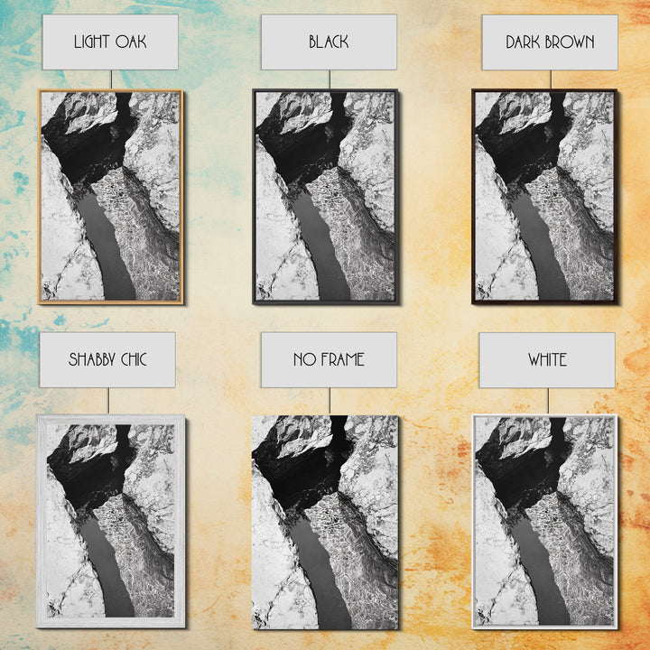 Rock Crevice, Light Ripples, Natural Texture, Abstract Nature, Framed Canvas Print, Kitchen Wall Art, Earth Tone Style, Modern Rustic