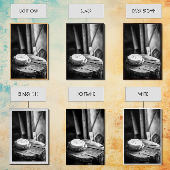 Artisan Soap Still Life, Rustic Wellness Scene, Country Bathroom, Monochrome Framed Canvas Print, Farmhouse Bathroom Wall Art