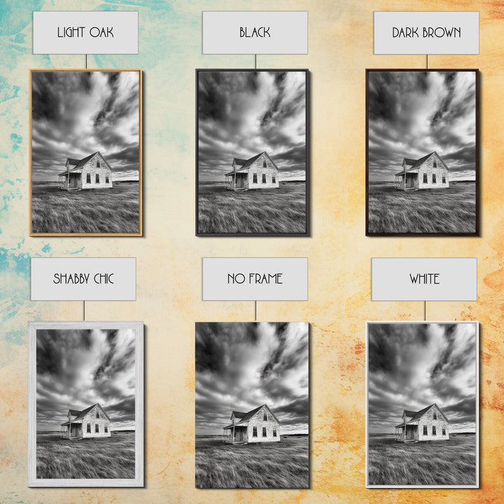 Abandoned House, Windy Prairie, Haunted Landscape, Framed Canvas Print, Fall Wall Art, Rural Home Decor, Moody Halloween Style